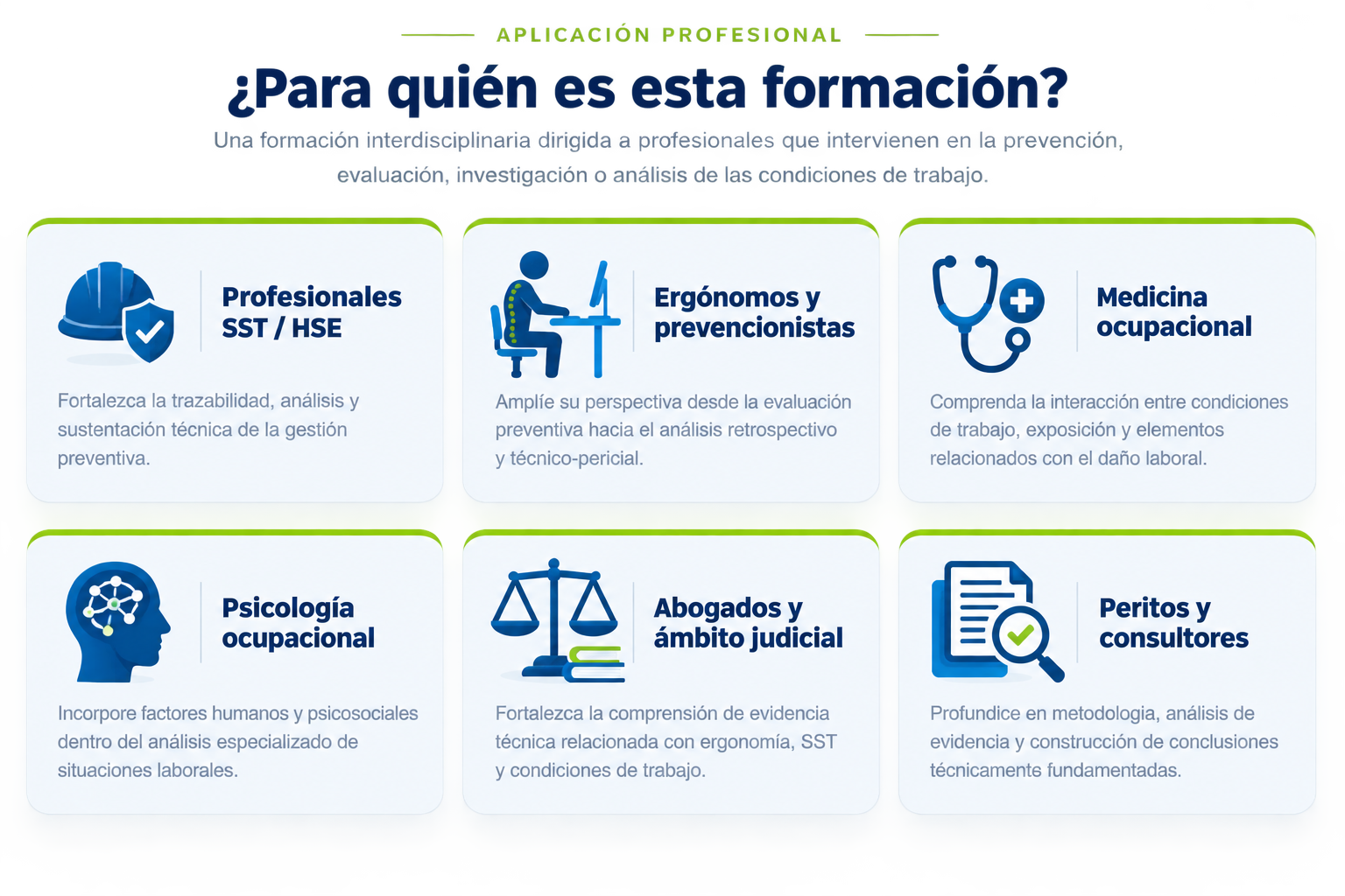 Profesionales a quienes está dirigida la formación en Ergonomía Forense y Peritaje Judicial